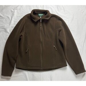 LL Bean Womens Small Brown Polartec Full Zip Fleece Jacket outdoor soft